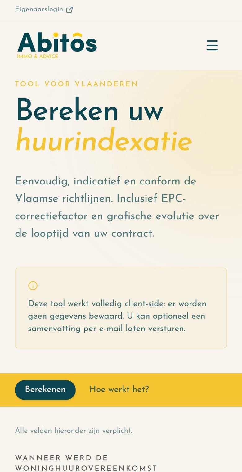 De huurindexatie op een telefoon
