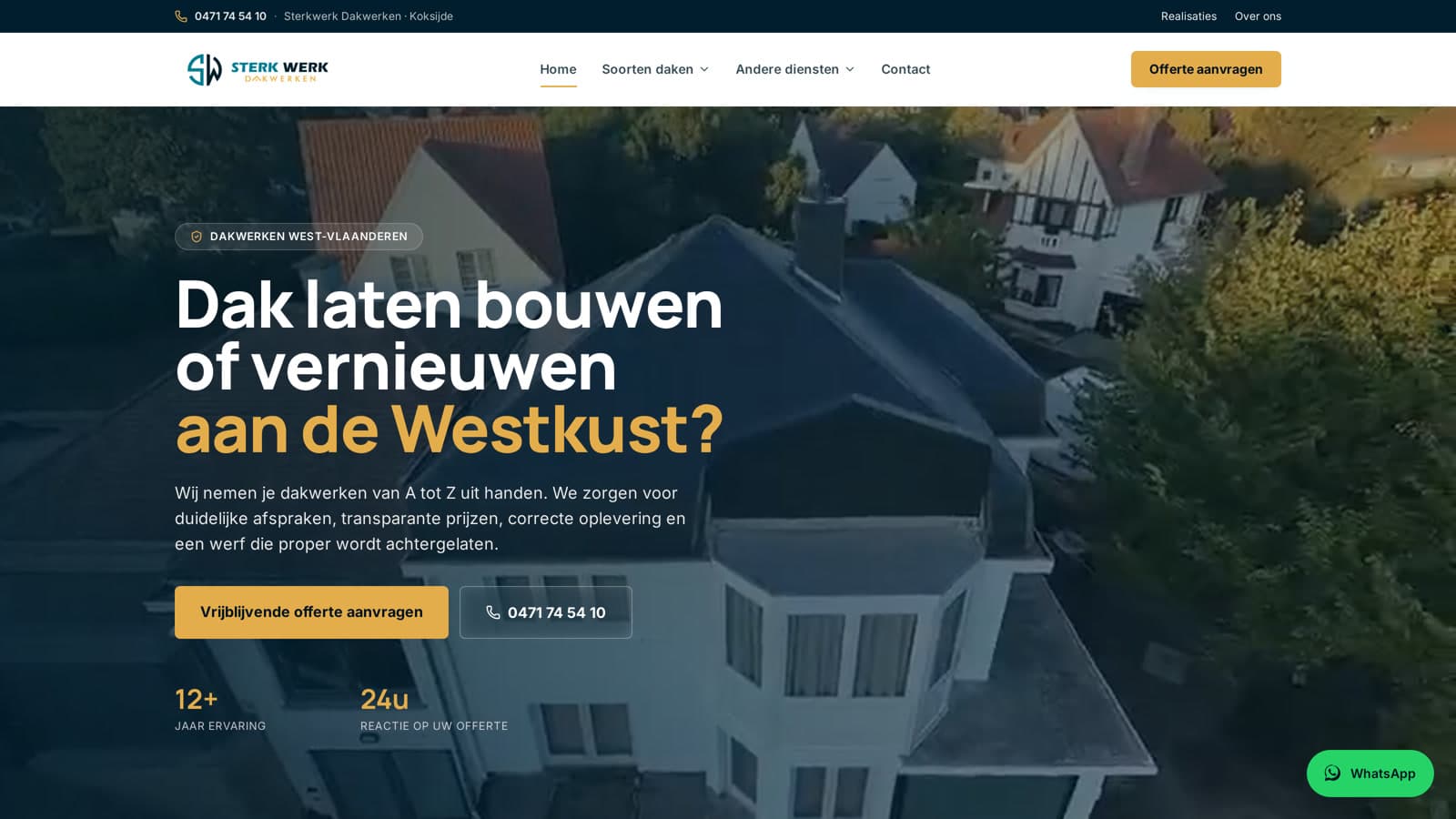 De website van Sterkwerk Dakwerken